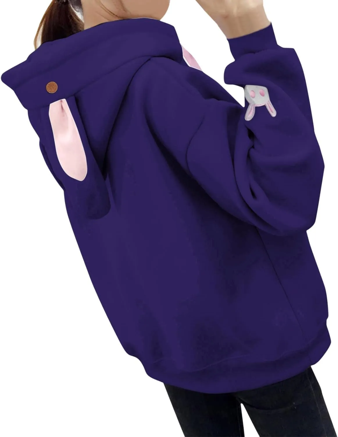 Cute Hoodies For Women Oversized Y2K Pullover Bunny Ear Hooded Sweatshirts With Pockets Long Sleeve Outfits Fall Clothes 2023