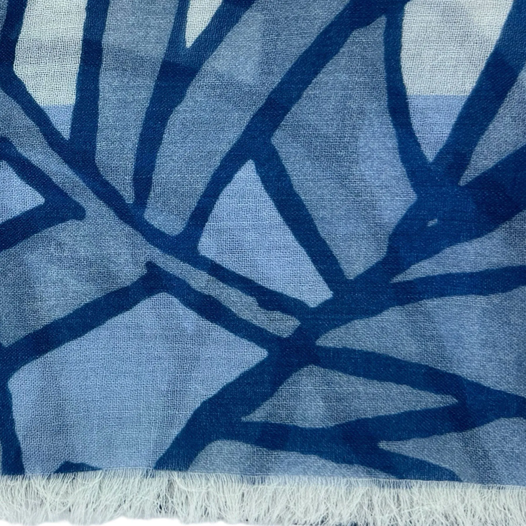Elie Saab Wool Scarf Gray Blue Design - Extra Large 55 Inch Square Shawl