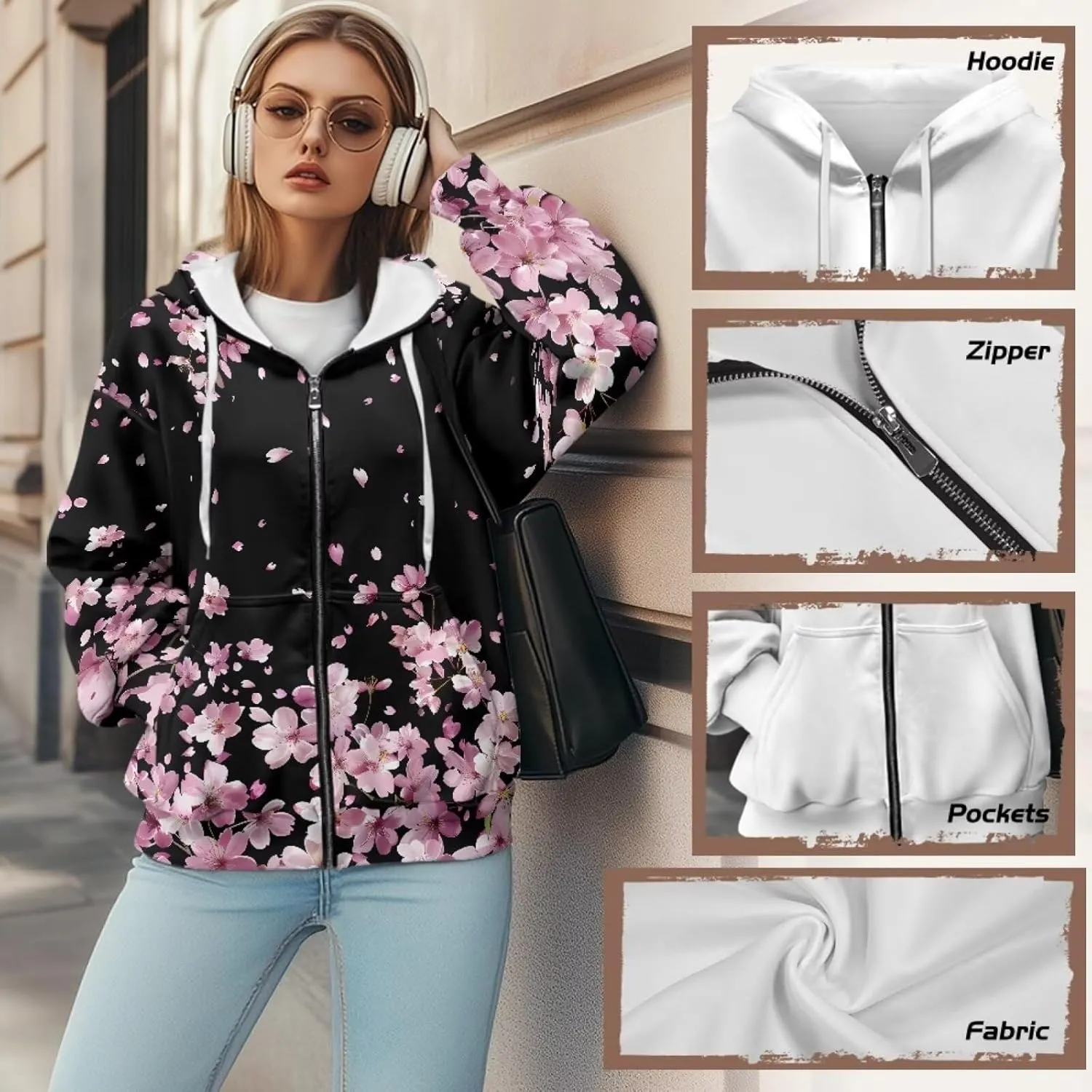 Forchrinse Skeleton Cobweb Womens Causal Long Sleeve Zip Up Hoodie Sweatshirts Y2K Hoodie Jackets Loose Fit Fashion Fall Coat