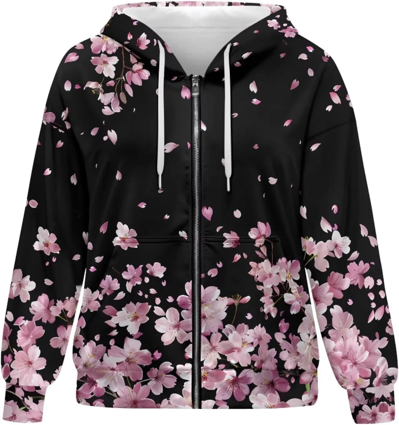 Forchrinse Skeleton Cobweb Womens Causal Long Sleeve Zip Up Hoodie Sweatshirts Y2K Hoodie Jackets Loose Fit Fashion Fall Coat