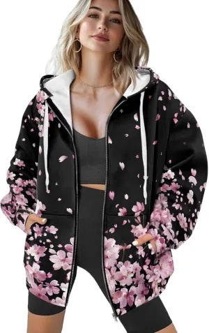 Forchrinse Skeleton Cobweb Womens Causal Long Sleeve Zip Up Hoodie Sweatshirts Y2K Hoodie Jackets Loose Fit Fashion Fall Coat