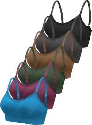 Geyoga 6 Pcs Sports Bra for Women, No Underwire Wireless Bralette Support Padded Cami Bra Seamless Camisole Tank Top