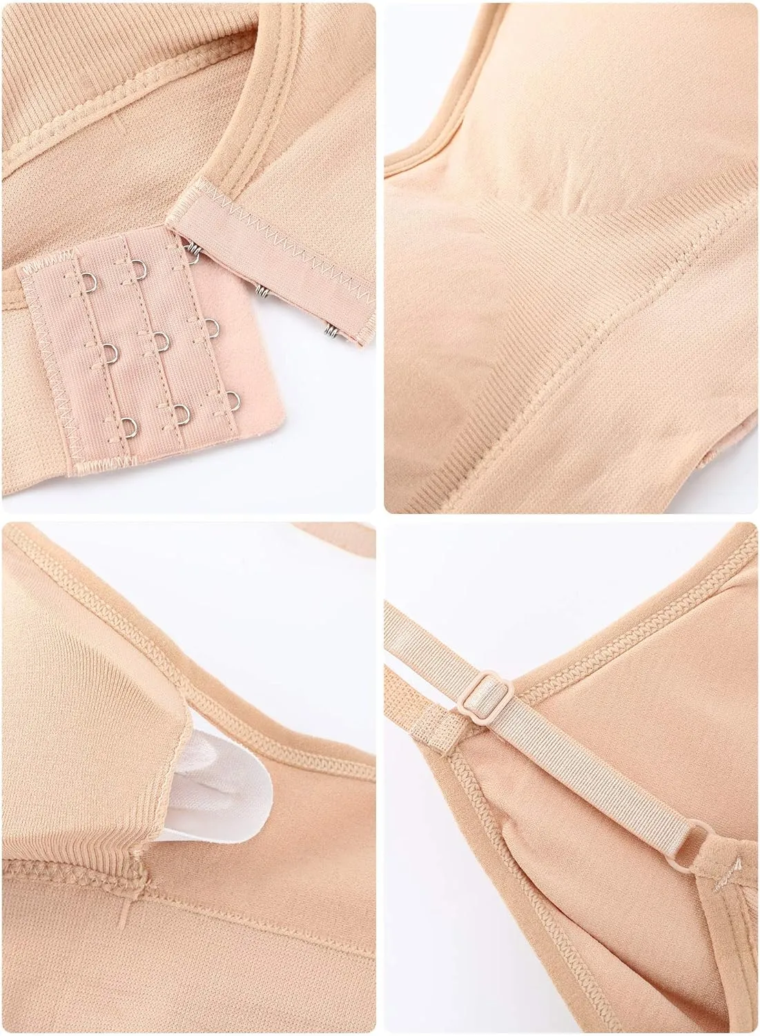 Geyoga 6 Pcs Sports Bra for Women, No Underwire Wireless Bralette Support Padded Cami Bra Seamless Camisole Tank Top