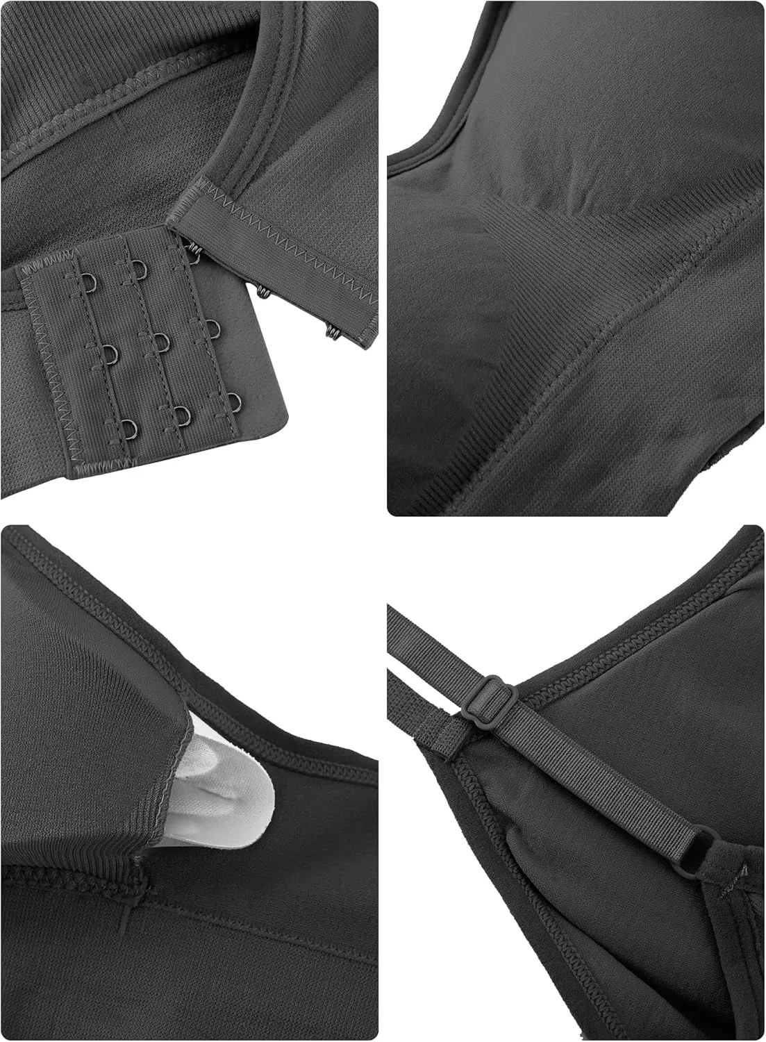 Geyoga 6 Pcs Sports Bra for Women, No Underwire Wireless Bralette Support Padded Cami Bra Seamless Camisole Tank Top