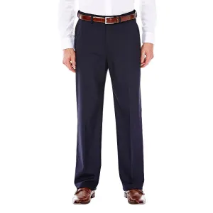 Haggar Mens Classic fit Dress Pants 42 / 30 Blue Solid Stretch