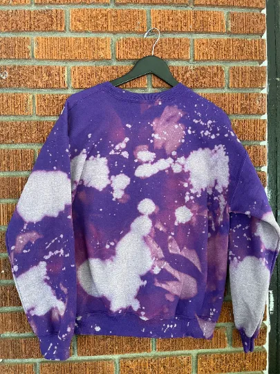 Handmade Morris Brown College Purple Hand Bleached Crew Neck Sweatshirt