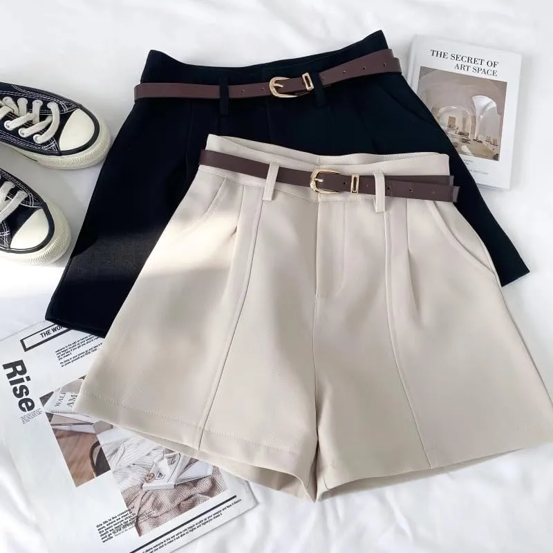 heyheyshine Dressy Shorts for Women High Waist Wide Leg Tailored Pleated Trouser Elegant Business Casual Shorts with Pockets