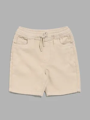 HOP Kids Solid Beige Shorts