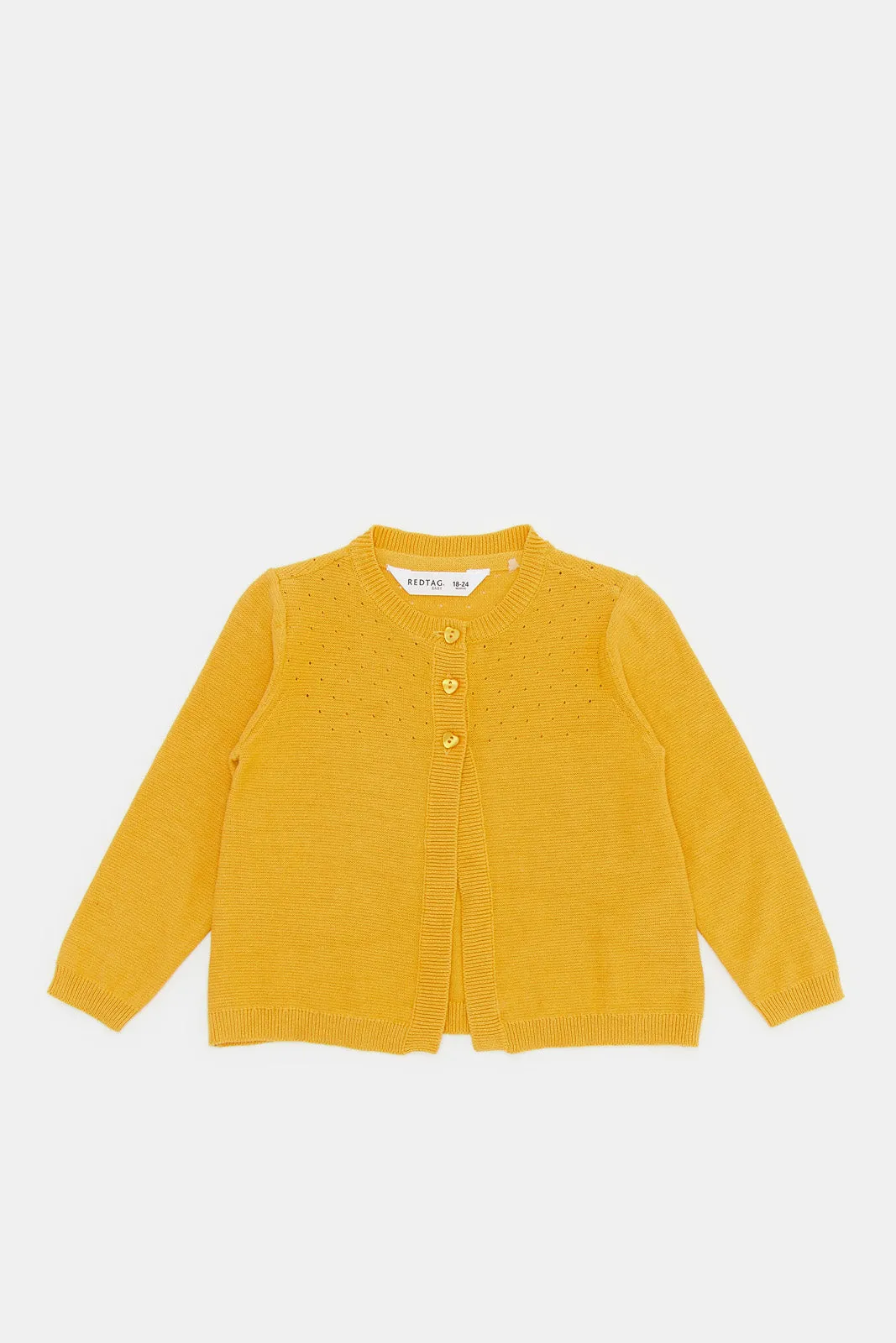 Infant Girls Mustard Solid Cardigan