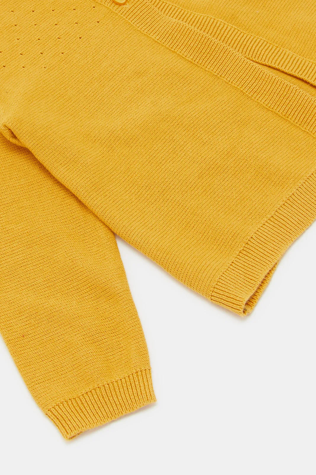 Infant Girls Mustard Solid Cardigan