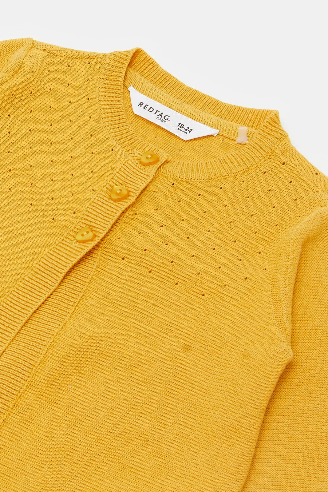 Infant Girls Mustard Solid Cardigan