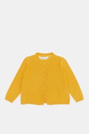 Infant Girls Mustard Solid Cardigan