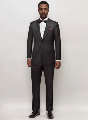 Italian Style Black Wool Tuxedo - Satin Trim