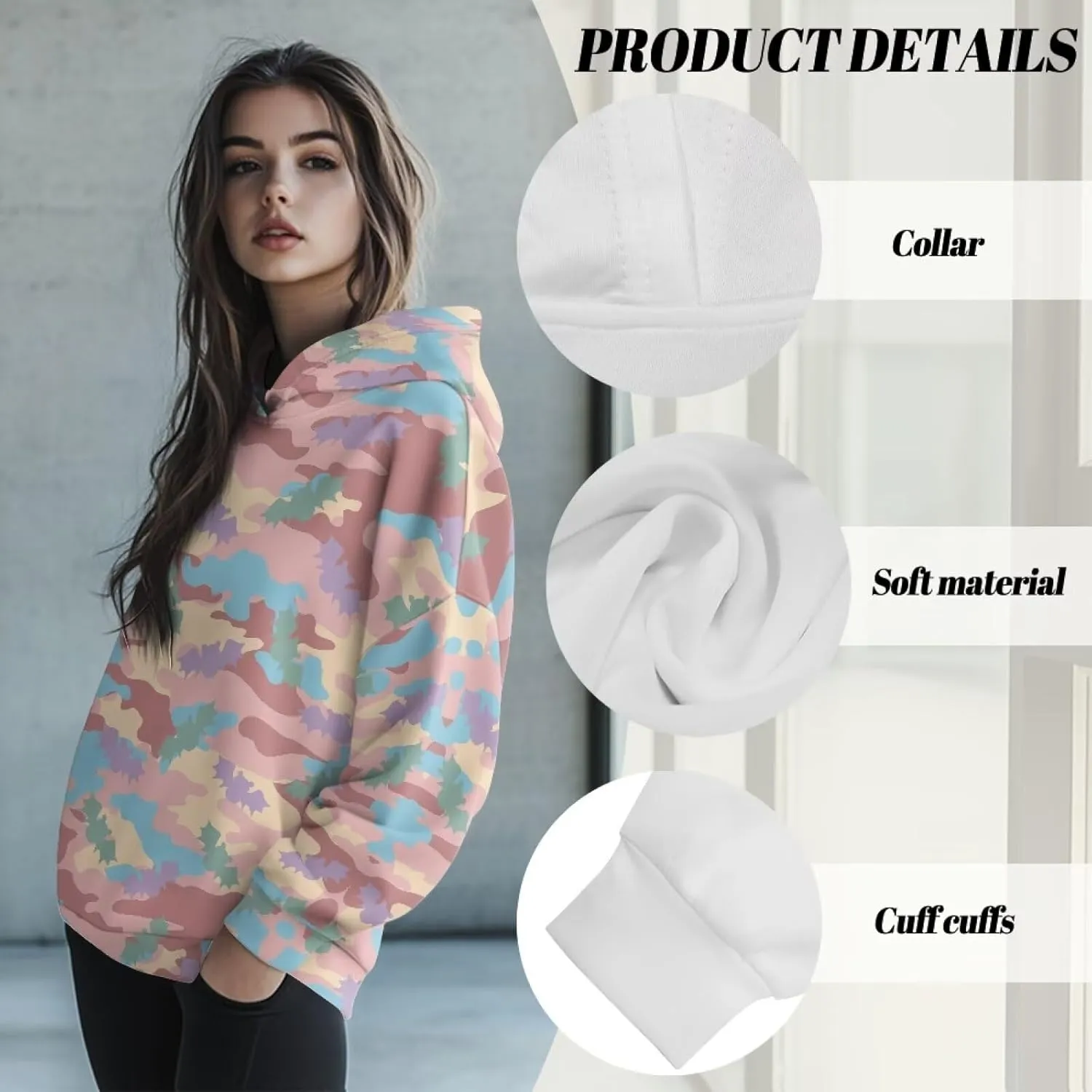 JEOCODY Women Oversized Hoodie Casual Long Sleeve Graphic Hooded Sweatshirt Size S-2XL