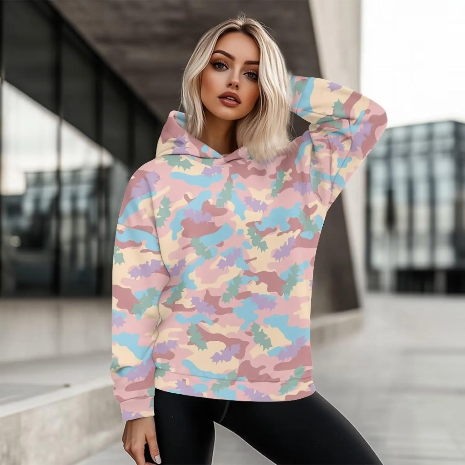 JEOCODY Women Oversized Hoodie Casual Long Sleeve Graphic Hooded Sweatshirt Size S-2XL