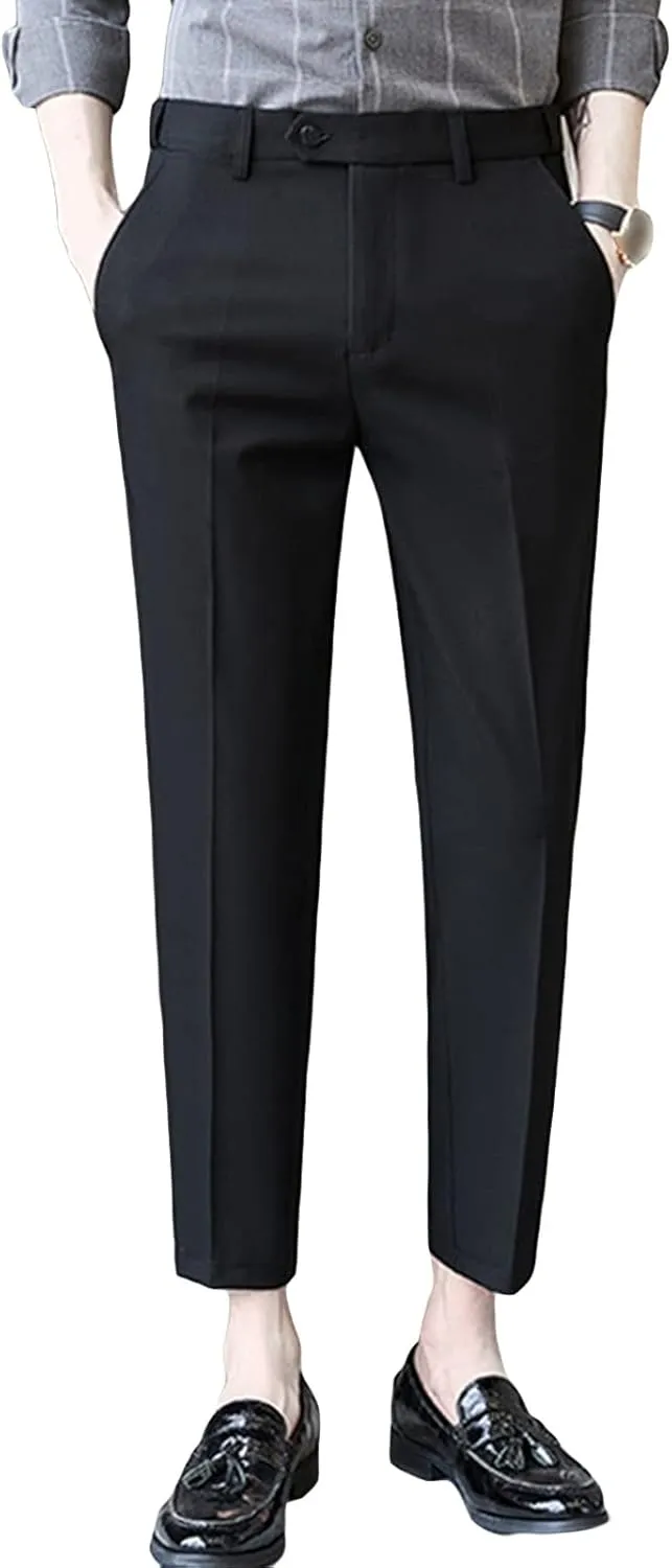 JEShifangjiusu Men's Wrinkle-Free Comfort Dress Chino Pant Stretch Modern Dress Pant Flat Front Straight Fit Dress Pant