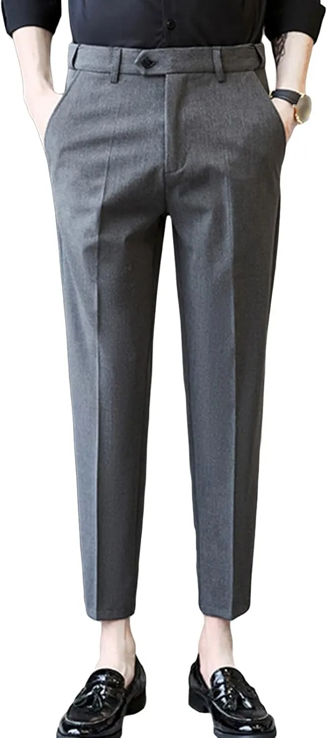 JEShifangjiusu Men's Wrinkle-Free Comfort Dress Chino Pant Stretch Modern Dress Pant Flat Front Straight Fit Dress Pant