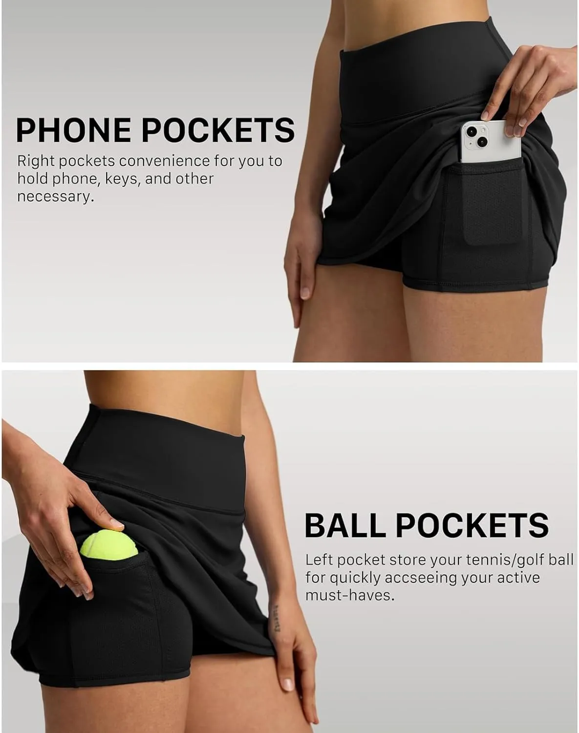 JiXiang Mini Skirt with Shorts High Waisted Tennis Skirts for Women with Pockets Golf High Waisted Inner Athletic Skorts