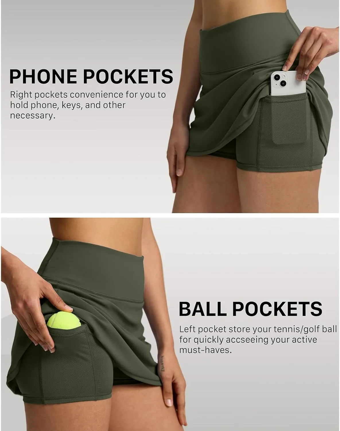 JiXiang Mini Skirt with Shorts High Waisted Tennis Skirts for Women with Pockets Golf High Waisted Inner Athletic Skorts