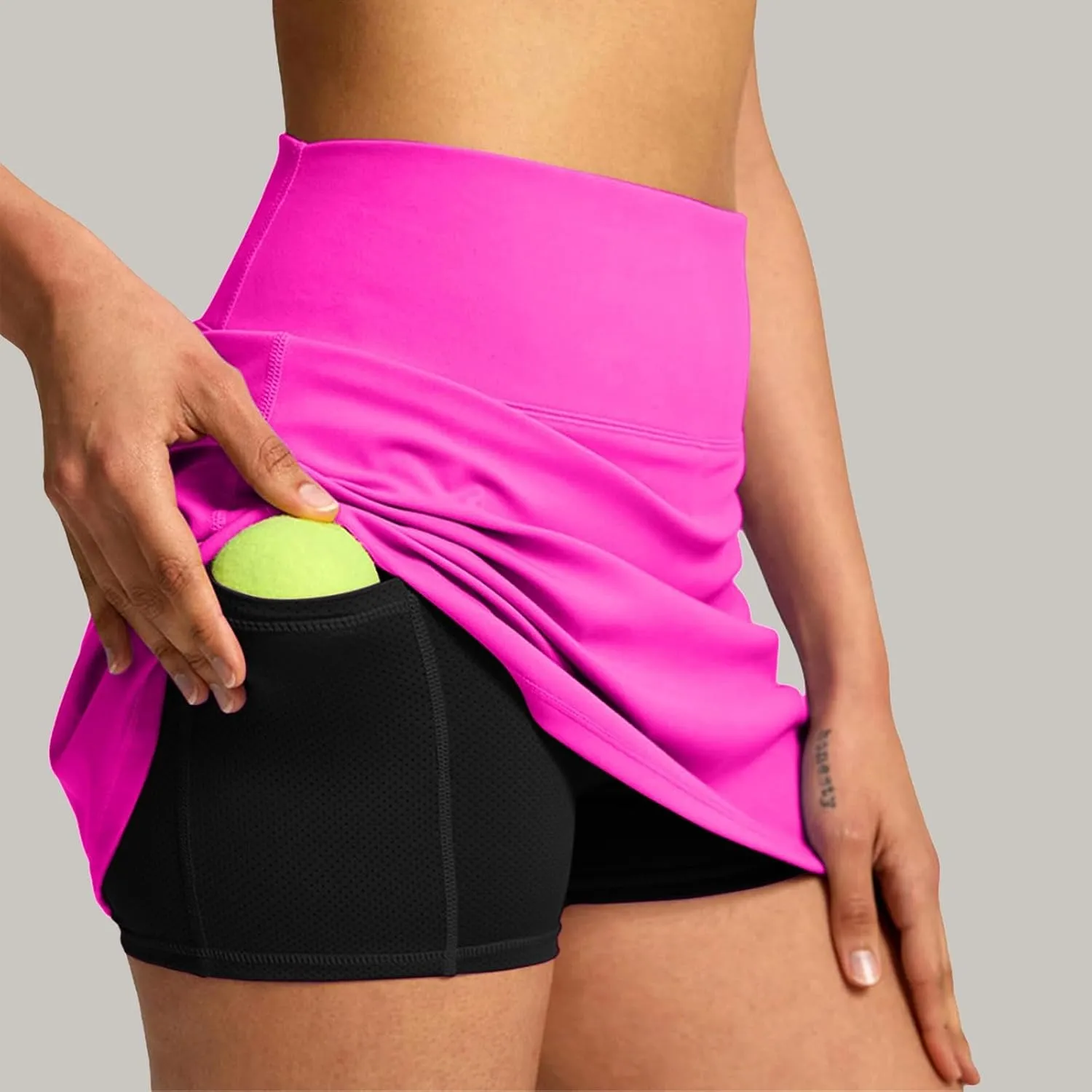 JiXiang Mini Skirt with Shorts High Waisted Tennis Skirts for Women with Pockets Golf High Waisted Inner Athletic Skorts