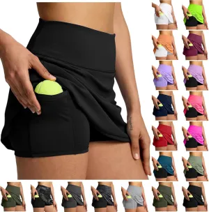 JiXiang Mini Skirt with Shorts High Waisted Tennis Skirts for Women with Pockets Golf High Waisted Inner Athletic Skorts