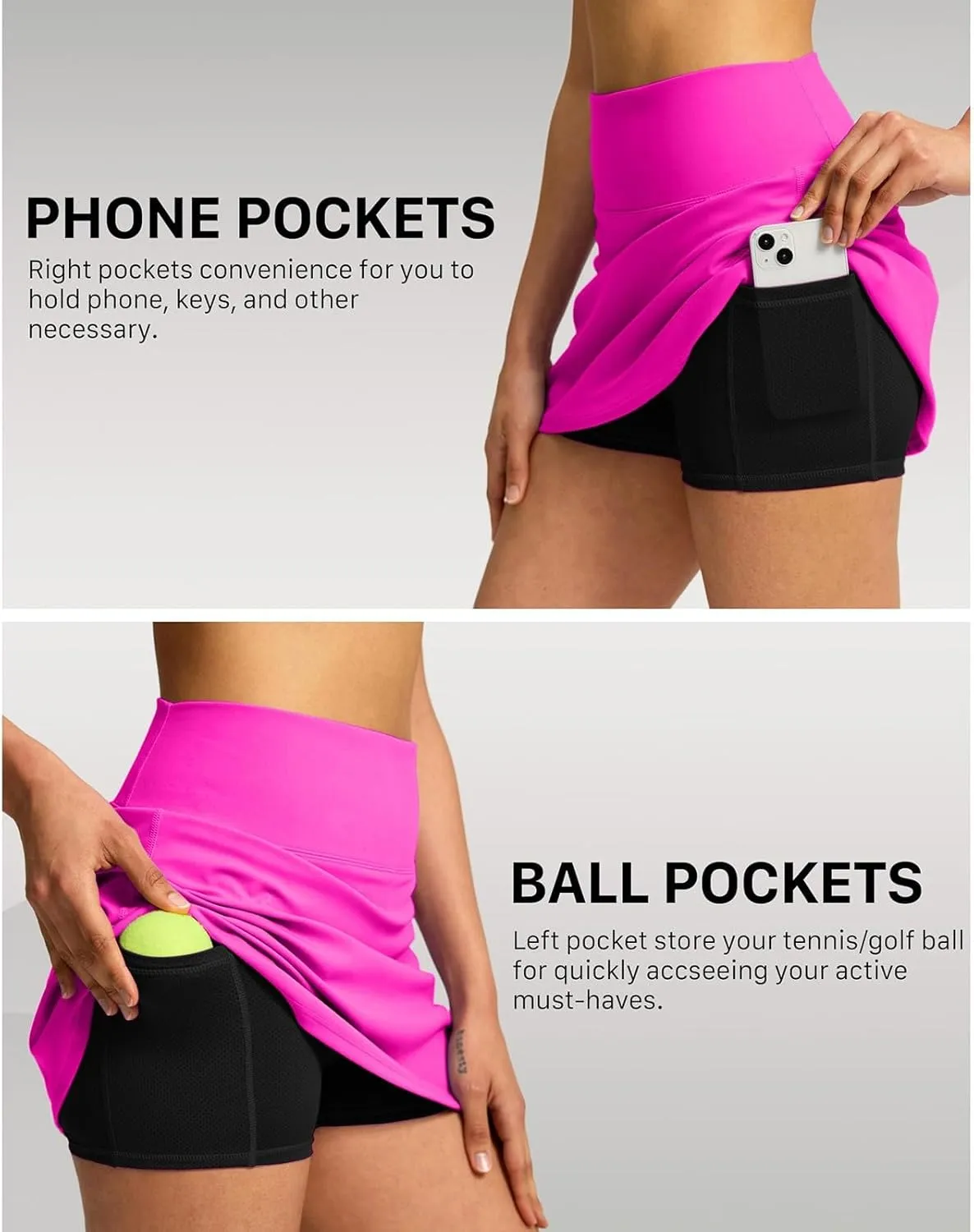 JiXiang Mini Skirt with Shorts High Waisted Tennis Skirts for Women with Pockets Golf High Waisted Inner Athletic Skorts