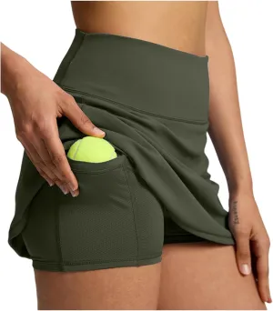 JiXiang Mini Skirt with Shorts High Waisted Tennis Skirts for Women with Pockets Golf High Waisted Inner Athletic Skorts
