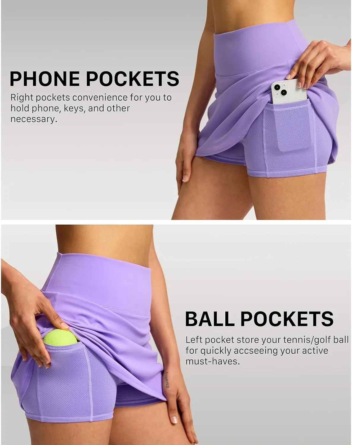 JiXiang Mini Skirt with Shorts High Waisted Tennis Skirts for Women with Pockets Golf High Waisted Inner Athletic Skorts