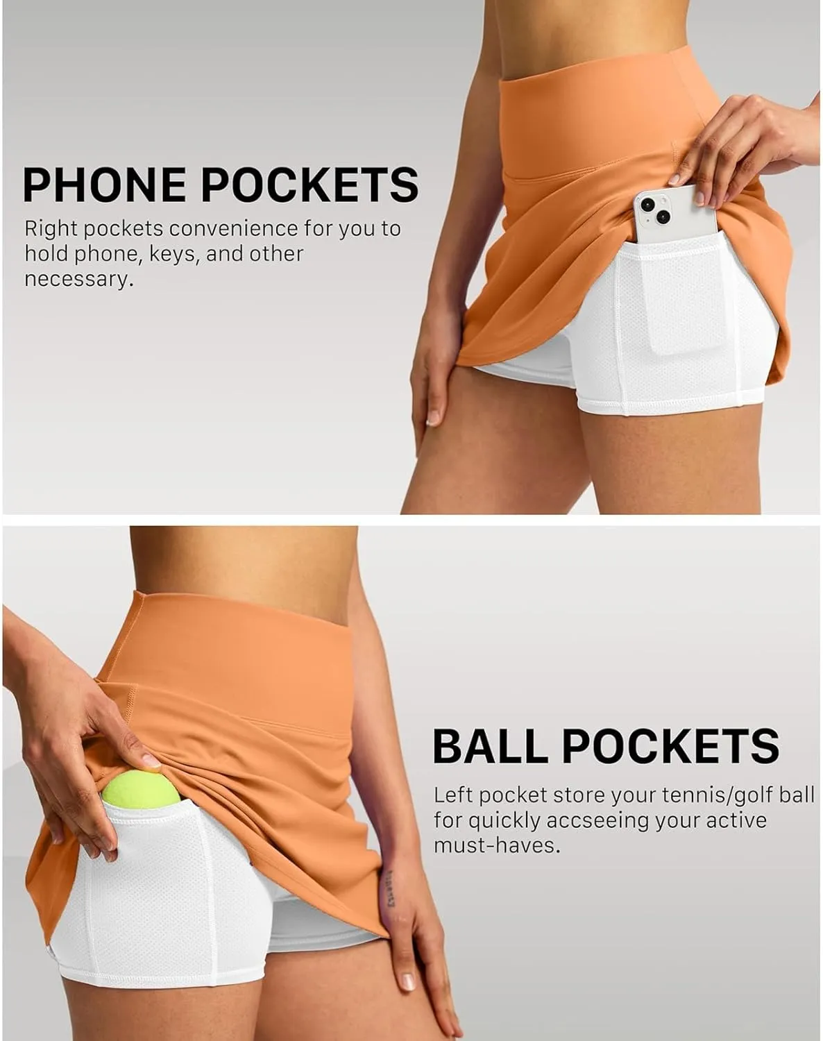 JiXiang Mini Skirt with Shorts High Waisted Tennis Skirts for Women with Pockets Golf High Waisted Inner Athletic Skorts