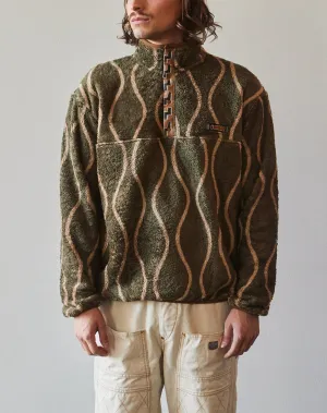 Kapital Drunk Stripe Fleece Pullover, Khaki
