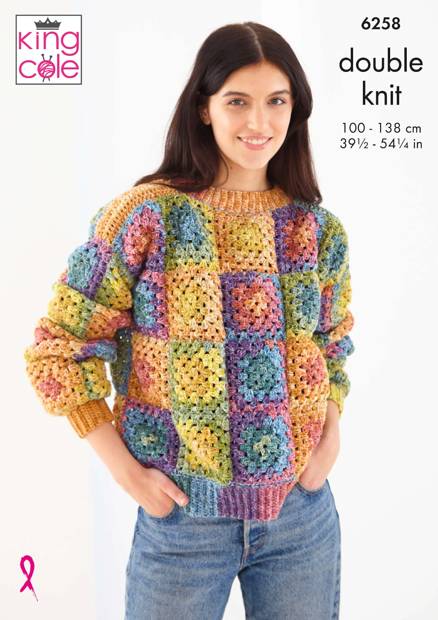 King Cole 6258 CROCHET Pattern - Ladies Granny Square Cardigan & Jumper