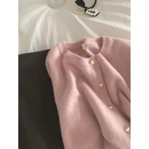 Knitted Heart Buttoned Cardigan