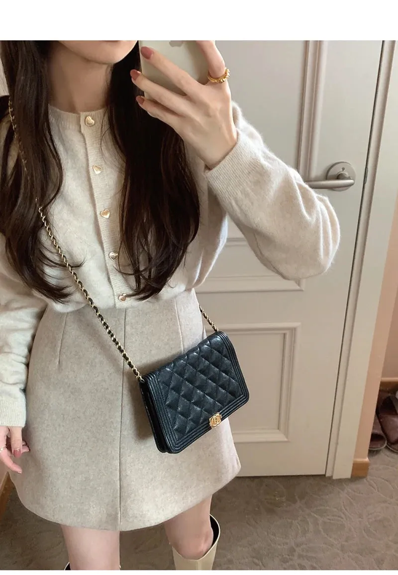 Knitted Heart Buttoned Cardigan