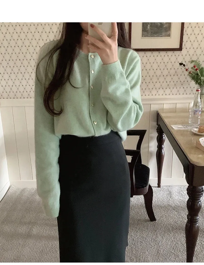 Knitted Heart Buttoned Cardigan