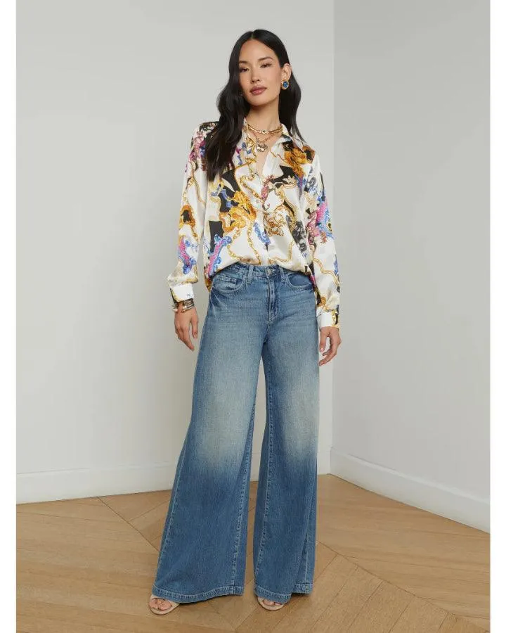 L'Agence Renaissance Print Silk Blouse