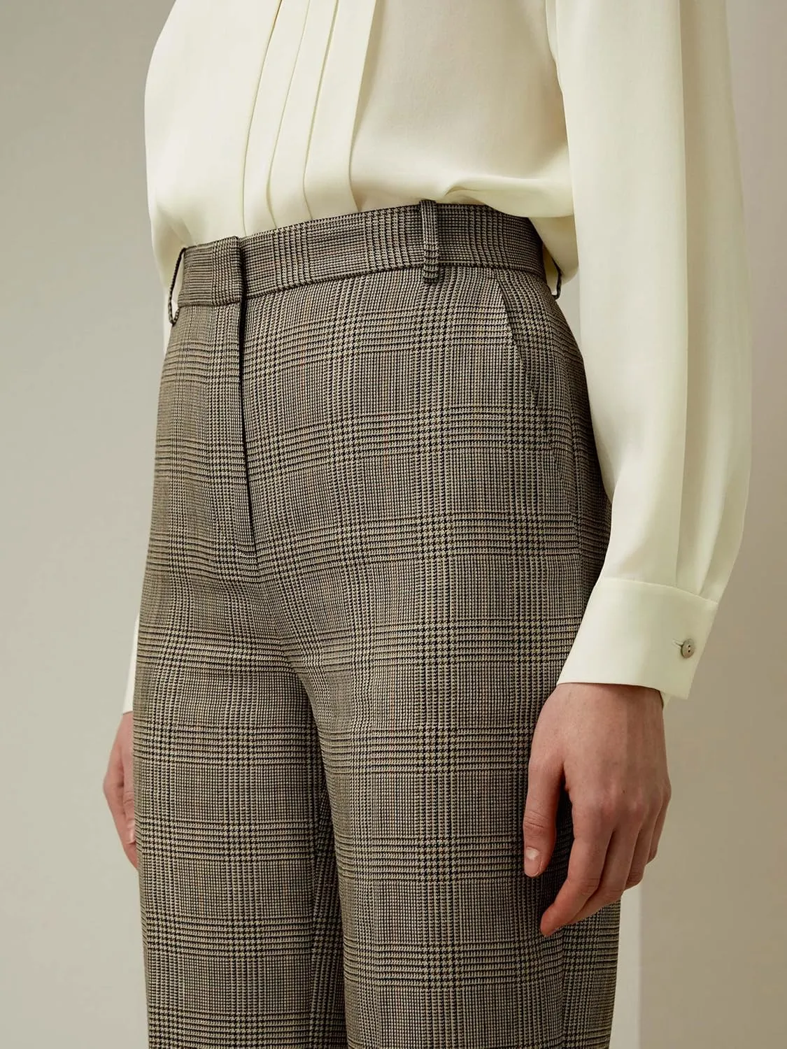LilySilk Cropped Flare Silk Wool Trousers for Women Retro Rolled Hem Wide Leg Silk Pants Ladies Casual Fall Winter, Size