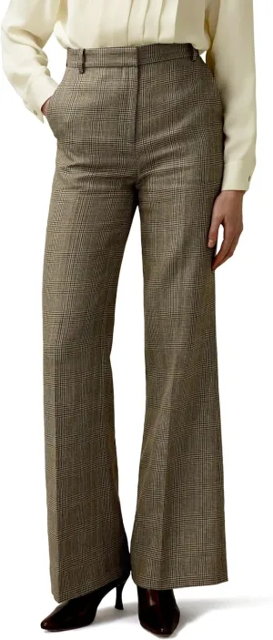 LilySilk Cropped Flare Silk Wool Trousers for Women Retro Rolled Hem Wide Leg Silk Pants Ladies Casual Fall Winter, Size