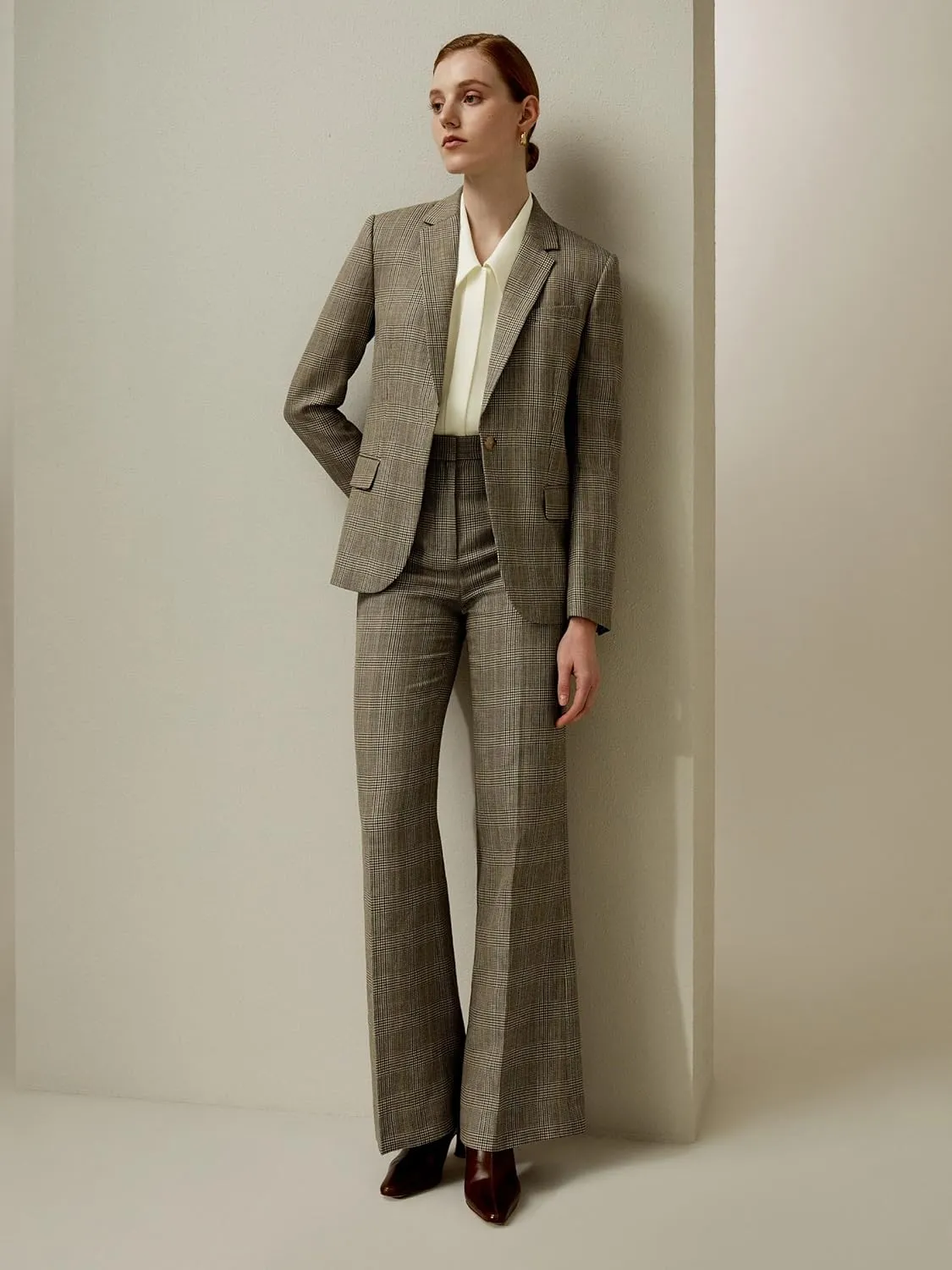 LilySilk Cropped Flare Silk Wool Trousers for Women Retro Rolled Hem Wide Leg Silk Pants Ladies Casual Fall Winter, Size