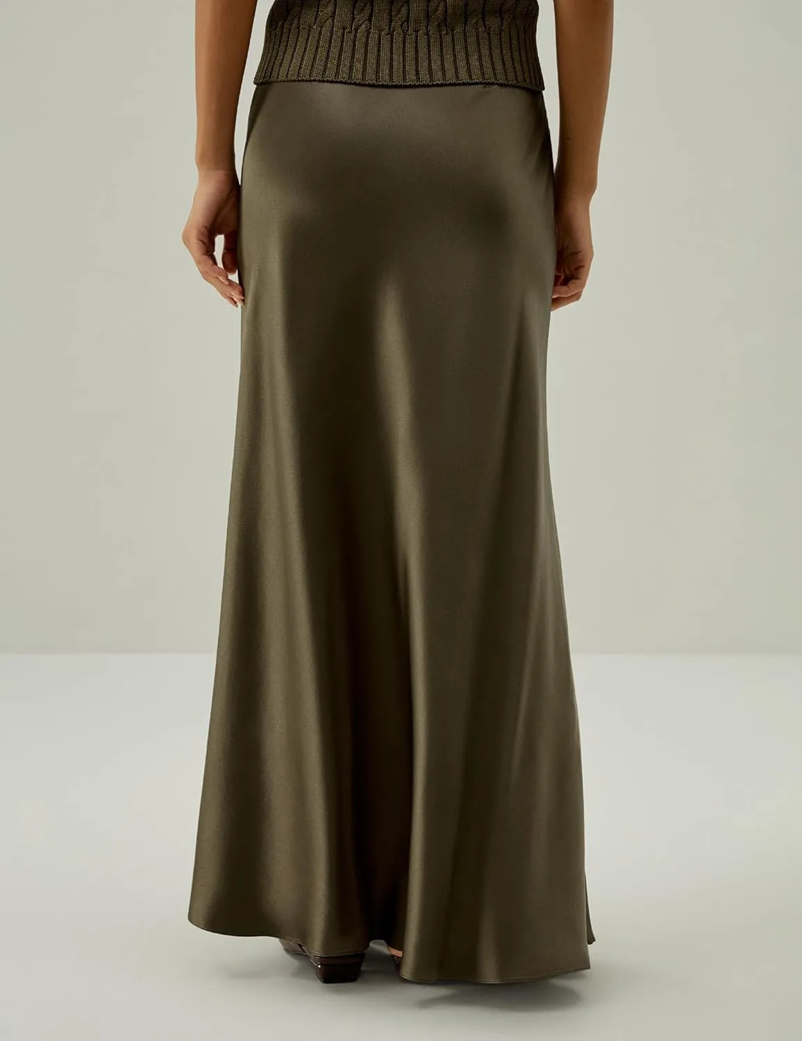 LilySilk Versatile Double-Faced Silk Charmeuse Skirt for Women Maxi Length Straight Cut Long Flare Hem Bottom Dress