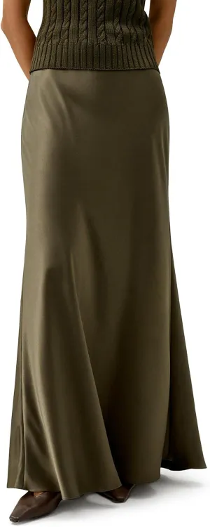 LilySilk Versatile Double-Faced Silk Charmeuse Skirt for Women Maxi Length Straight Cut Long Flare Hem Bottom Dress