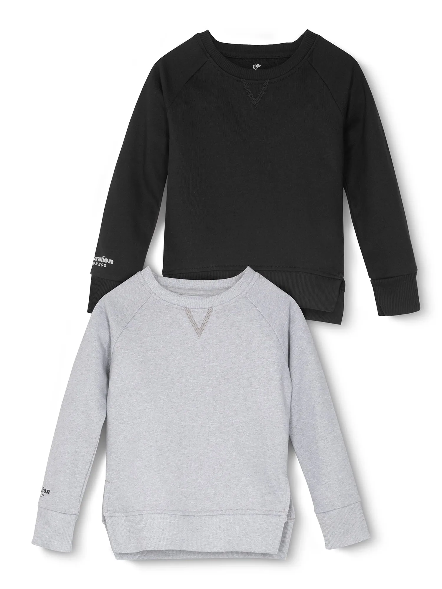 Little Star Organic Toddler Unisex 2Pk Long Sleeve Pull Over Sweatshirt, Size 12M-5T