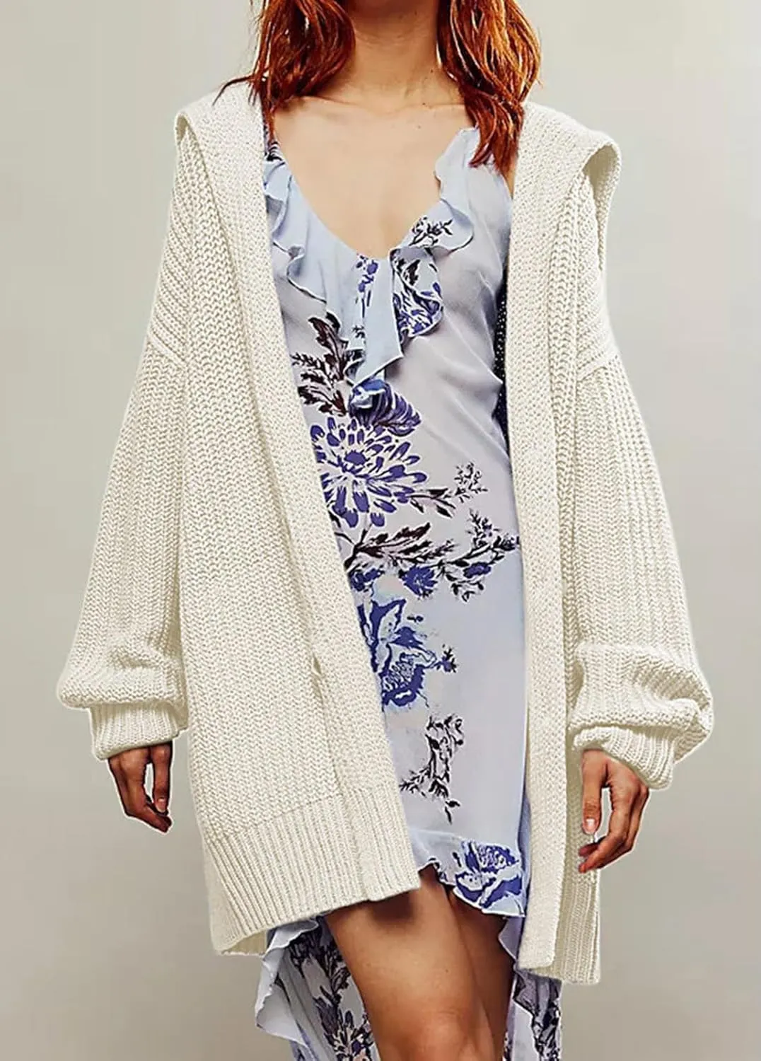 loveimgs Women Oversized Chunky Knit Open Front Cardigan Sweater Button Up Rib Knitted Sweater Jacket Fall Hoodie