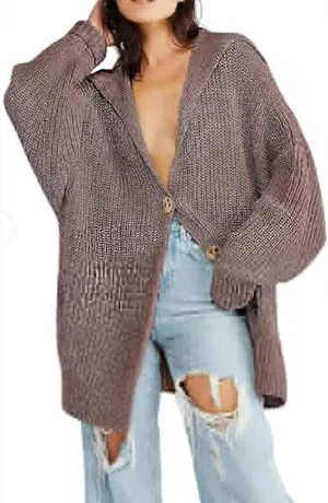 loveimgs Women Oversized Chunky Knit Open Front Cardigan Sweater Button Up Rib Knitted Sweater Jacket Fall Hoodie