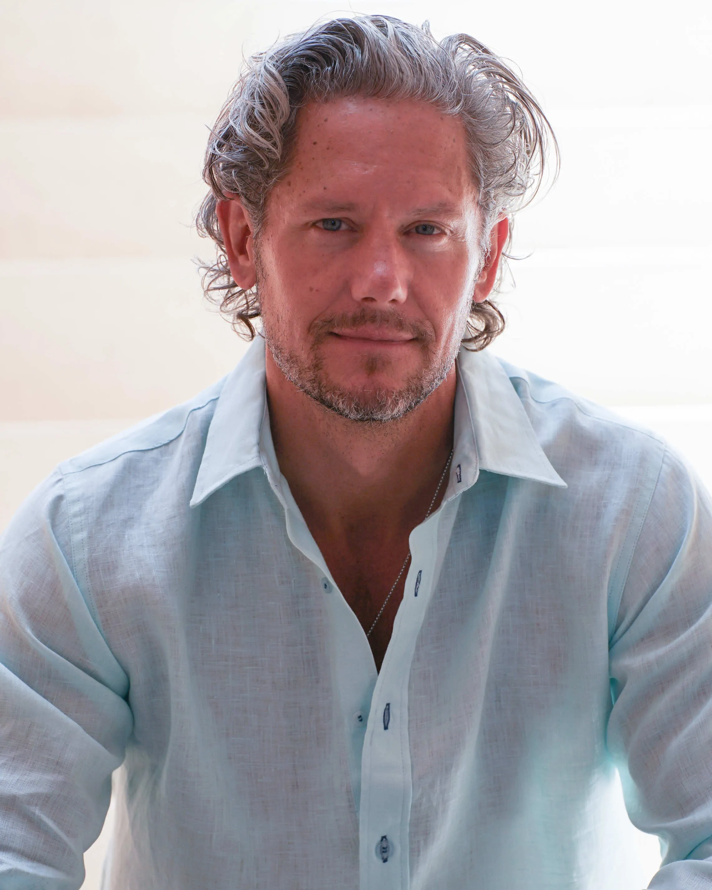 MALLORCA Linen Shirt - Acqua/Dark Blue