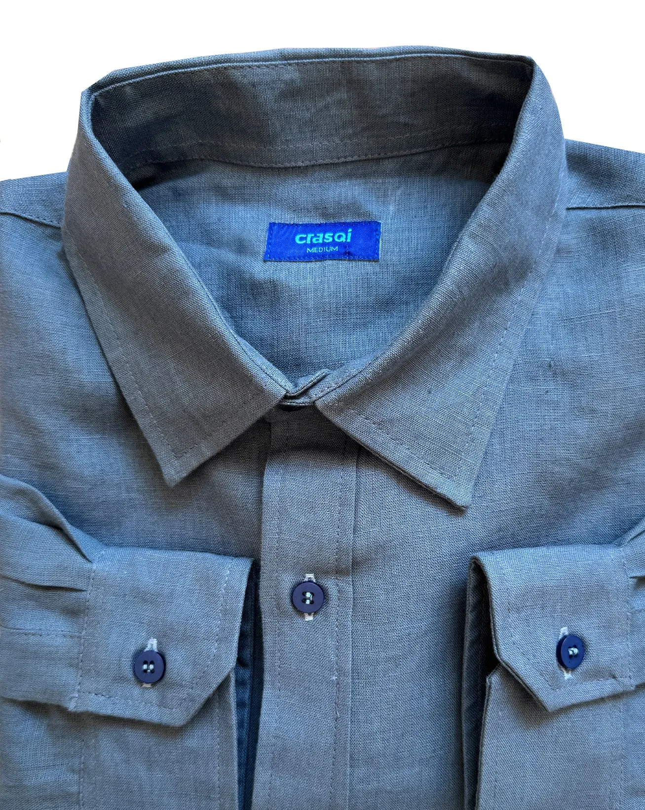 MALLORCA Linen Shirt - Ash Blue/Baby Blue