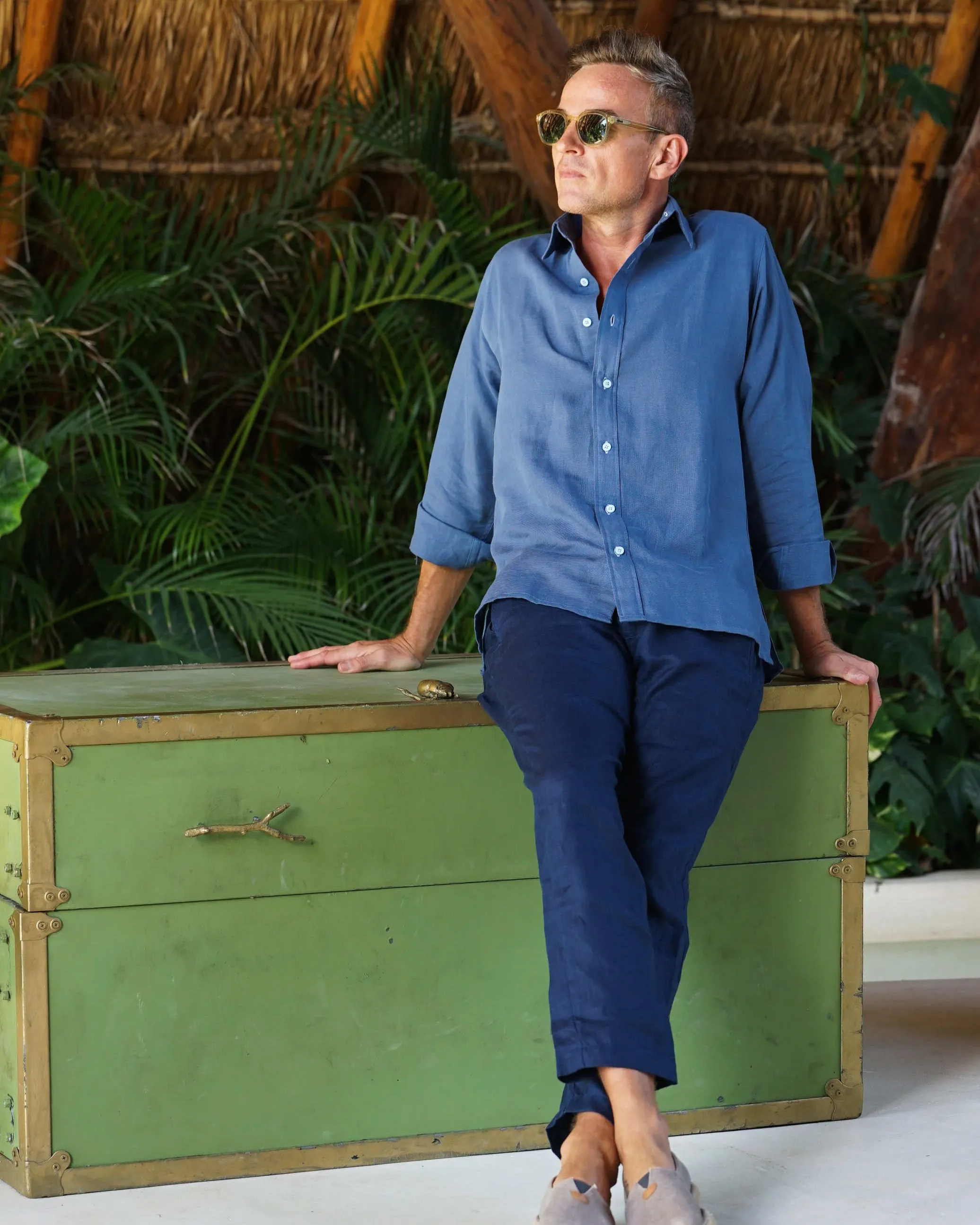 MALLORCA Linen Shirt - Classic Blue/Baby Blue