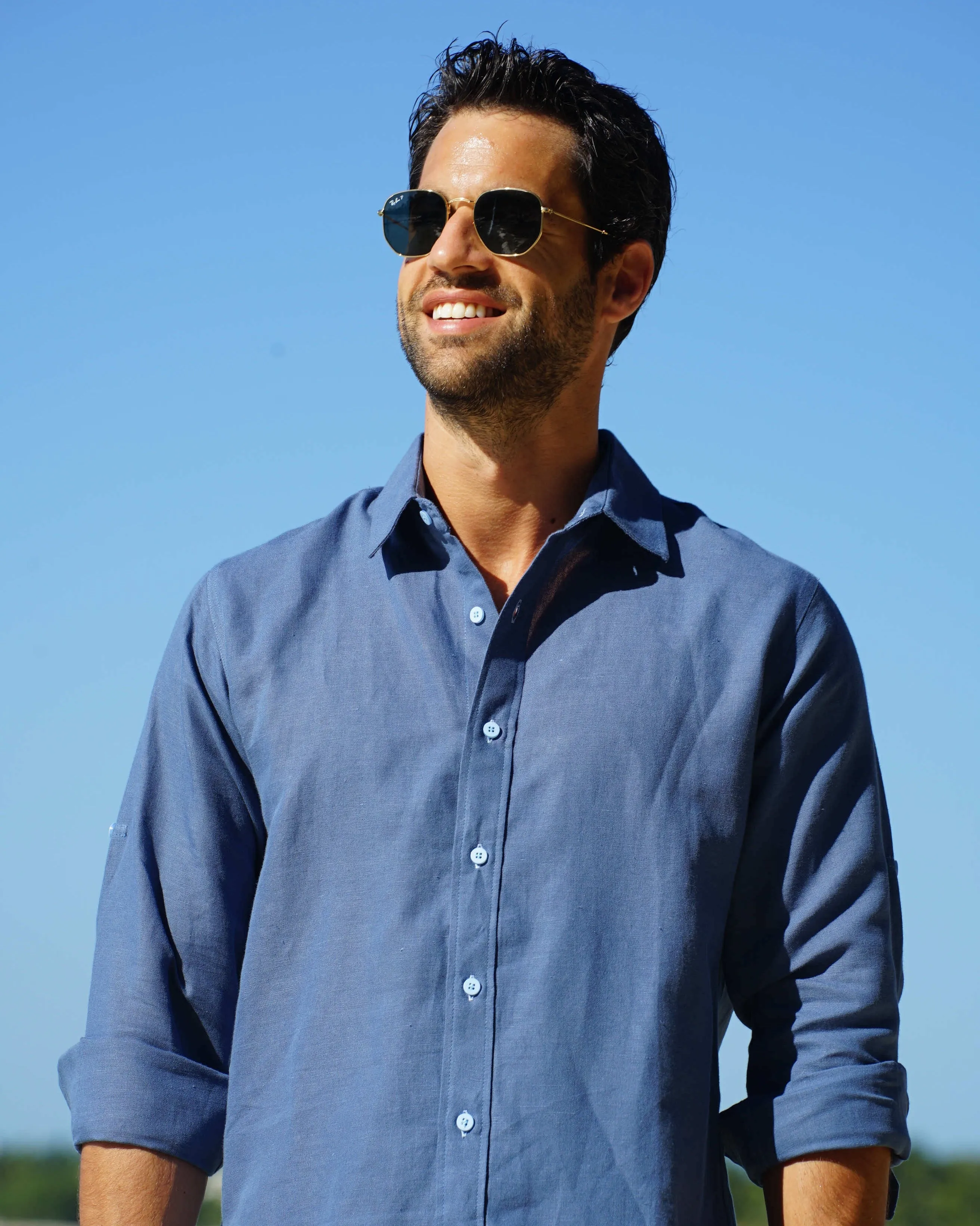 MALLORCA Linen Shirt - Classic Blue/Baby Blue