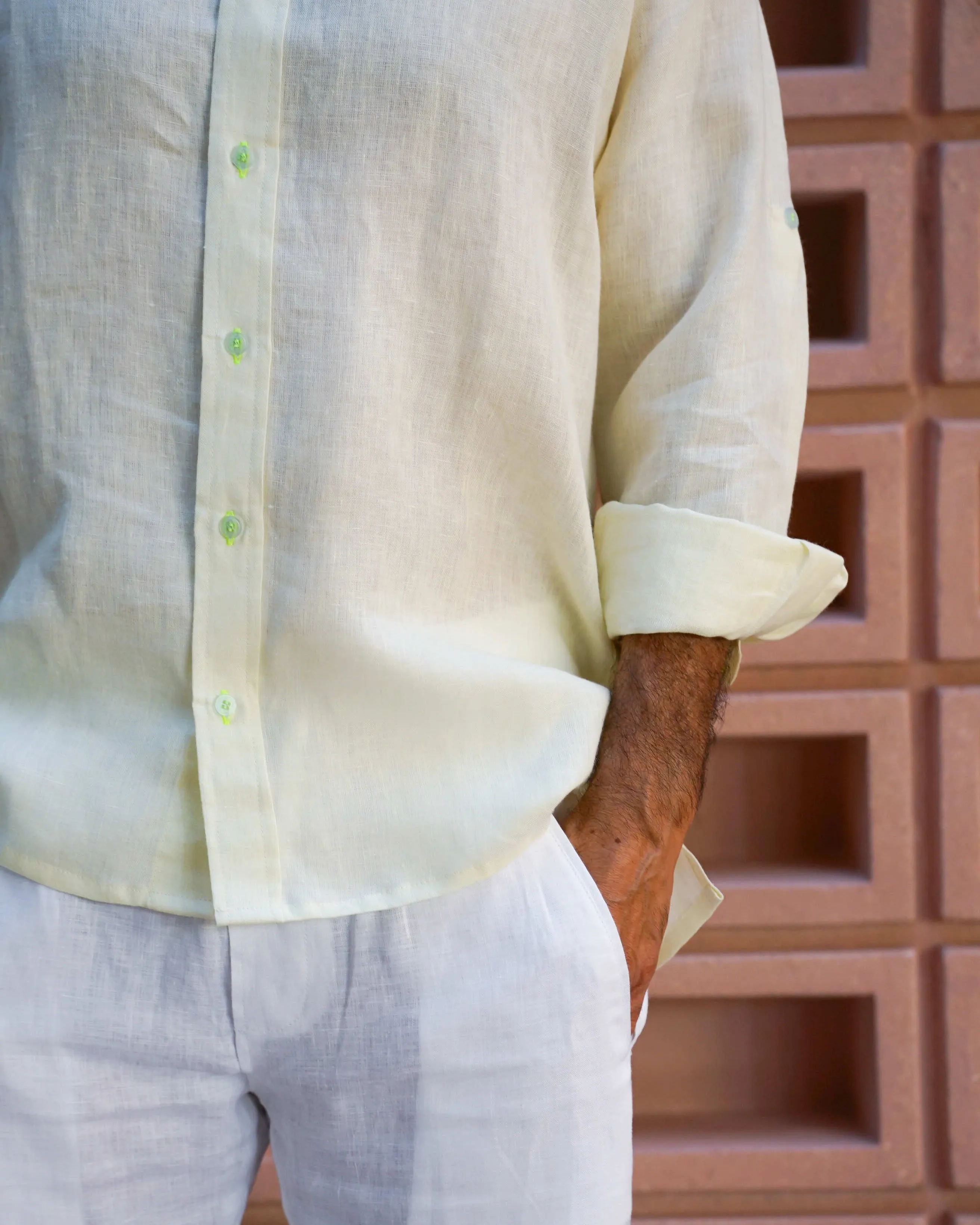 MALLORCA Linen Shirt - Light Yellow/Neon Yellow