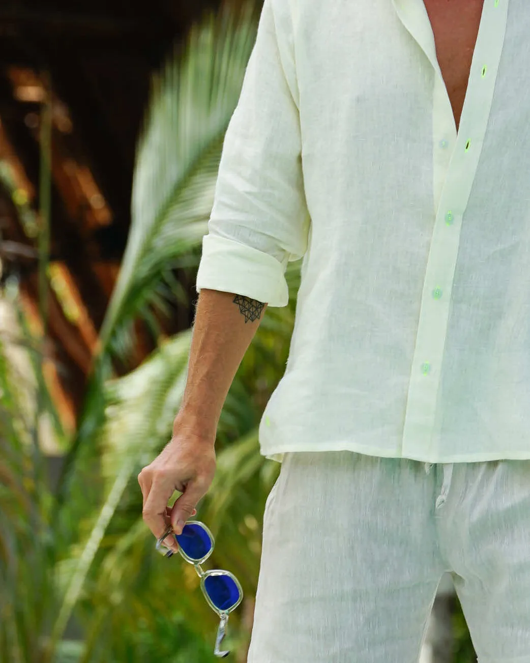 MALLORCA Linen Shirt - Light Yellow/Neon Yellow