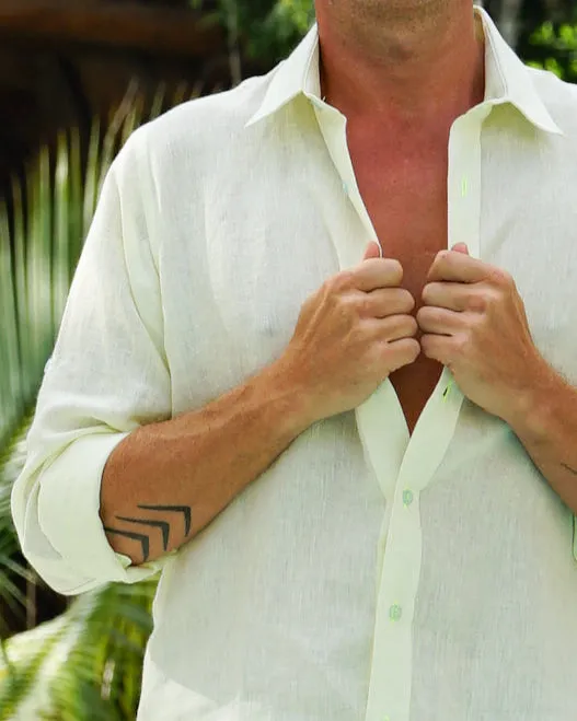 MALLORCA Linen Shirt - Light Yellow/Neon Yellow